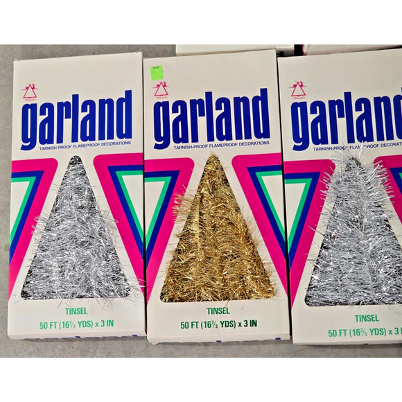 Vintage Tinsel Garland Christmas In Box Unused National Tinsel Co. Lot of 10 - Picture 6 of 7